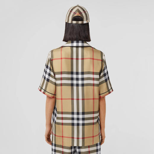 BURBERRY 巴宝莉 女士 Vintage 格纹丝质睡衣式短袖衬衫 格子 8052749 A7028 商品图2