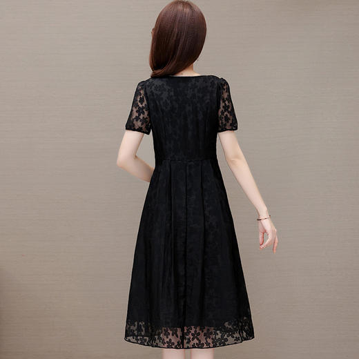 夏季新款，时尚女装短袖中长款百褶裙网纱花朵裙连衣裙QYM-HSY-X23A102-Y 商品图2