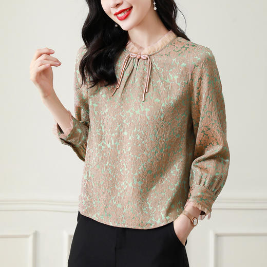 改良旗袍上衣女，夏立领流苏盘扣中式国潮衬衣KQL-B43N8327 商品图1