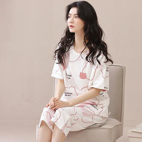 曼莉泰夏季睡衣女纯棉短袖可爱七分裤套装宽松薄款青年春秋家居服