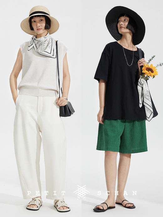 PETIT SCHAN 小闪 黑白印象 14姆米真丝双绉经典黑白六芒星花卉图案方形丝巾披肩 商品图4