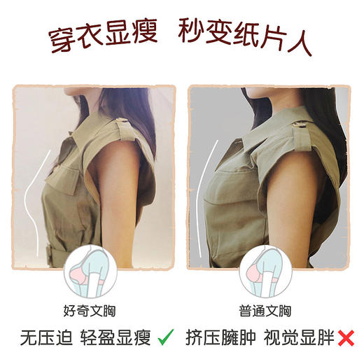 好奇蜜斯性感大胸显小夏季超薄花卉蕾丝内衣女上托调整型文胸套装卡琪 商品图2