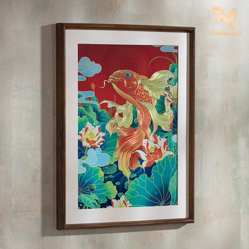 铜师傅 手工錾刻 铜雕画《吉祥锦鲤》客厅装饰画