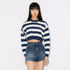 KENZO 高田贤三 女士棉质刺绣徽标“航海条纹”短款长袖针织衫 蓝白条纹 FD52 PU369 3CG 77 商品缩略图1