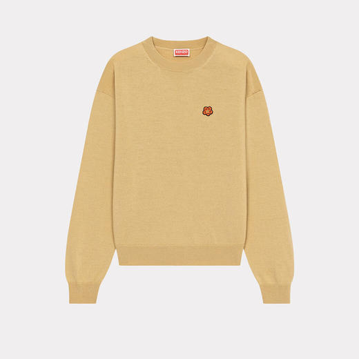 KENZO 高田贤三 女士小花徽标纹章羊毛长袖针织衫 卡其色 FD52 PU381 3LB 11 商品图0