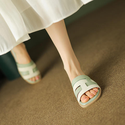 简约百搭，拼色编织度假风沙滩拖鞋MT-ML8391 商品图1