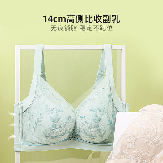 【商场同款】熳洁儿 大胸显小内衣养护高级刺绣记忆钢圈薄款收副乳23201305 商品图1