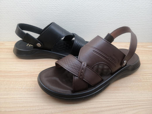 2022夏季新款豪行真皮舒适休闲男鞋12251807时尚平底沙滩凉鞋正品 商品图5