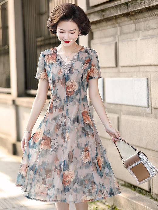 Udia中年女装 新颖设计 经典版型 夏季闭眼入连衣裙 端庄气质显年轻 商品图4