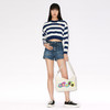 KENZO 高田贤三 女士棉质刺绣徽标“航海条纹”短款长袖针织衫 蓝白条纹 FD52 PU369 3CG 77 商品缩略图3