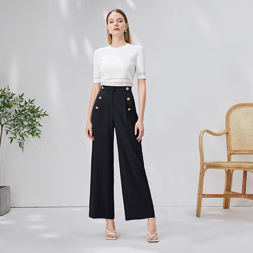 EITIE爱特爱秋季新款女时尚休闲高腰女装长裤子6705403 商品图3