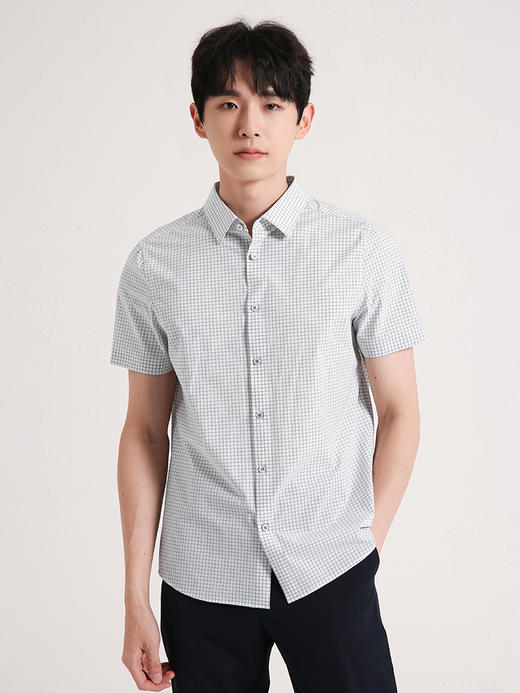 callisto浅灰色锦纶混纺短袖衬衫SSTSS198C 商品图0