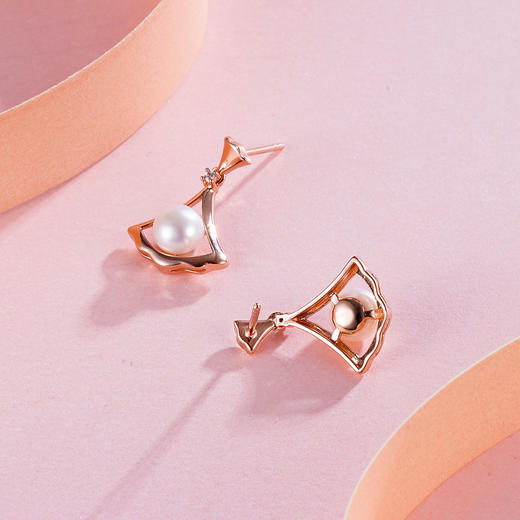 子佩集S925银珍珠耳钉【EM2465-XF】镀玫瑰金2305 商品图3