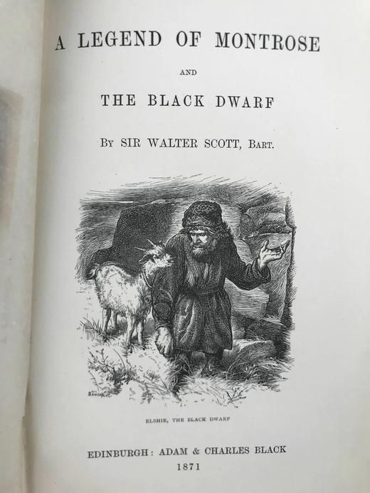 1871年 司各特《蒙特罗斯传奇》 约6幅版画插图 漆布精装32开 商品图3