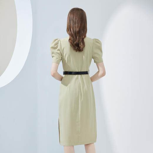NF8F9斯尔丽瑟俪2023夏季新款领口收褶中长款搭配腰带名媛OL职场连衣裙 商品图1