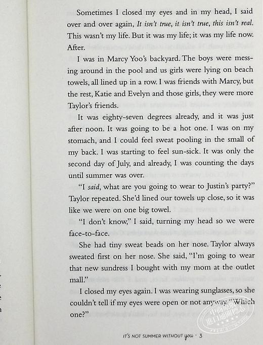 【中商原版】没有你就不是夏天 我变漂亮的那个夏天系列2 英文原版 It s Not Summer Without You Jenny Han 商品图4