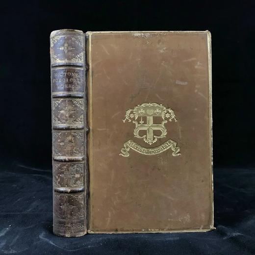 约19世纪后期 弥尔顿诗集 约7幅版画插图 全真皮精装32开 商品图0