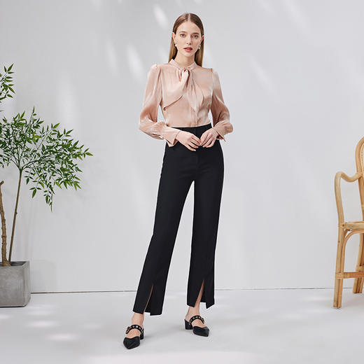 EITIE爱特爱新款时尚修身开叉高腰显瘦女长裤7105803 商品图3