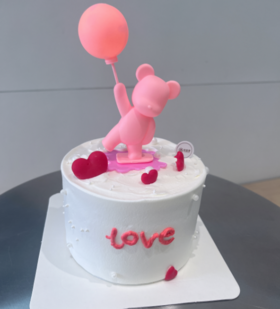 情人节告白季 | 粉色告白气球小熊蛋糕（动物奶油）