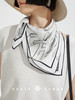 PETIT SCHAN 小闪 黑白印象 14姆米真丝双绉经典黑白六芒星花卉图案方形丝巾披肩 商品缩略图2