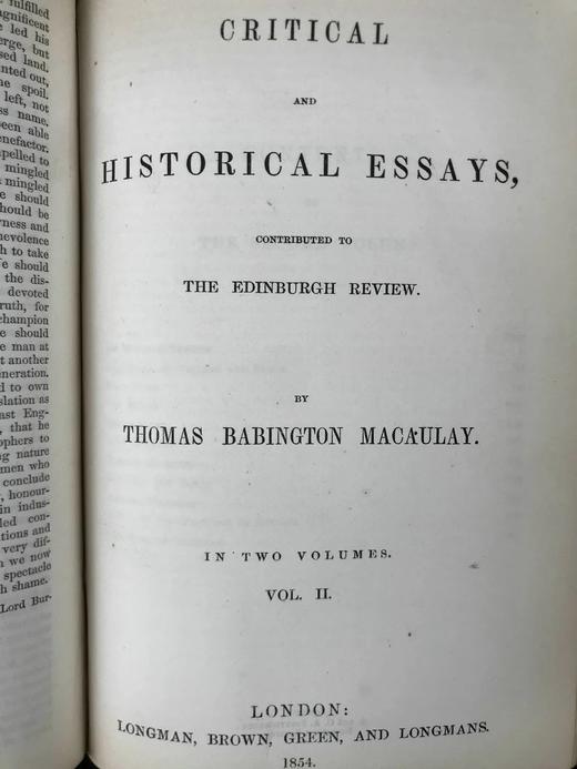 1854年 麦考莱评论与历史随笔集（全2卷合订本） 真皮精装32开 商品图4