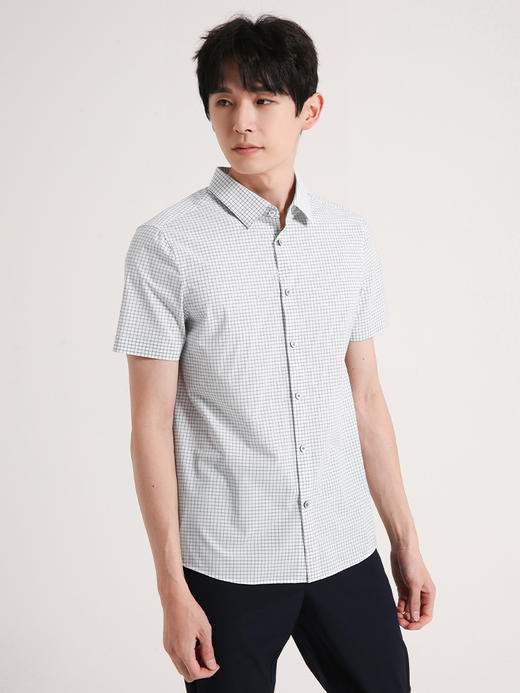 callisto浅灰色锦纶混纺短袖衬衫SSTSS198C 商品图1