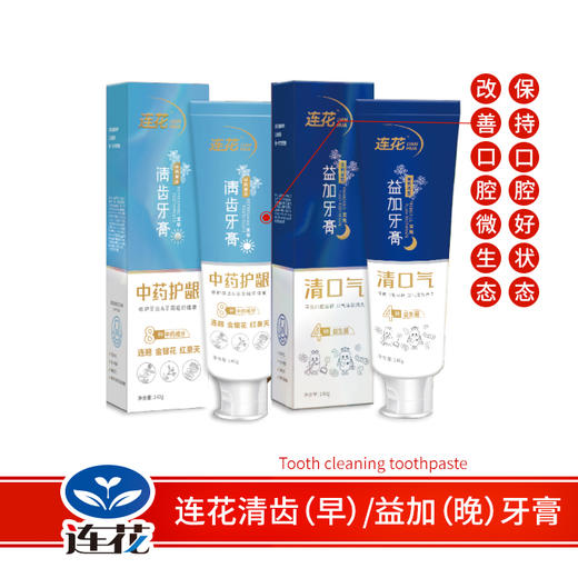 【FZ专享】连花清齿（早）/益加（晚）牙膏 140g/支 商品图1