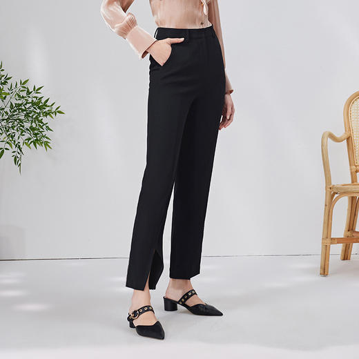 EITIE爱特爱新款时尚修身开叉高腰显瘦女长裤7105803 商品图1
