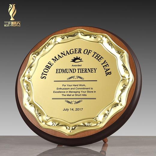 木质奖牌定制定做创意金属圆形授权牌加盟商合伙人荣誉牌匾证书 商品图0