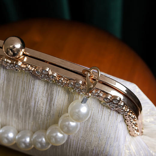 【梦中人】花朵珍珠手提包，古风旗袍宴会手拿包链条包 金属锁扣手拿单肩包QB-009 商品图2