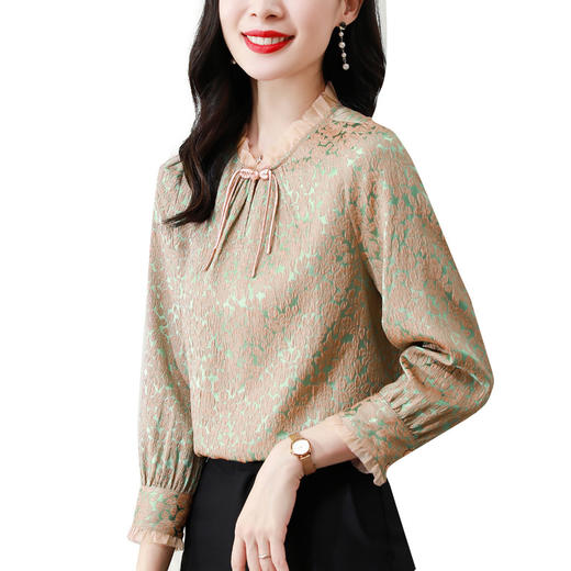 改良旗袍上衣女，夏立领流苏盘扣中式国潮衬衣KQL-B43N8327 商品图4