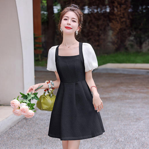 夏季法式气质，方领泡泡袖收腰时尚洋气修身显瘦连衣裙HR-WHF66159 商品图2