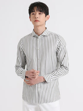 callisto绿色条纹全棉衬衫 SSSTL090C