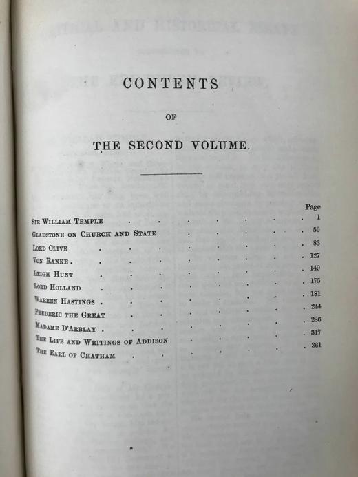 1854年 麦考莱评论与历史随笔集（全2卷合订本） 真皮精装32开 商品图5