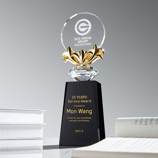 紫荆花创意水晶奖杯定制定做企业入职纪念奖牌照片金银铜冠军订制 商品图1