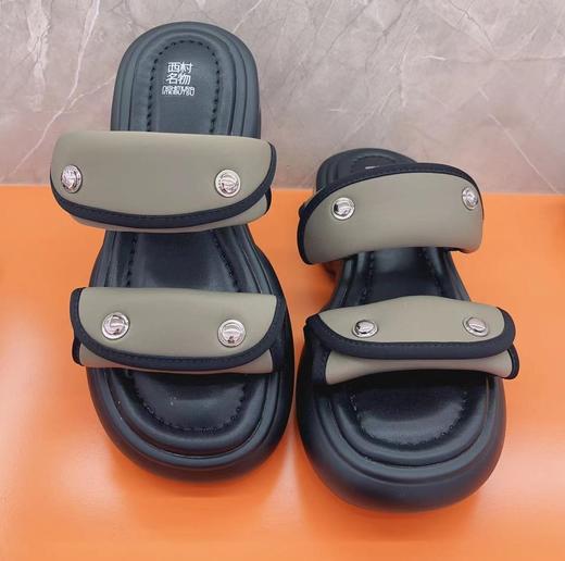 西村名物2023夏季新款外穿厚底凉拖真皮休闲运动沙滩拖鞋女X23BJ23221 商品图1