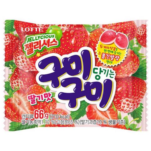 乐天果汁软糖草莓味66g롯데 구미구미 딸기맛 젤리 商品图0