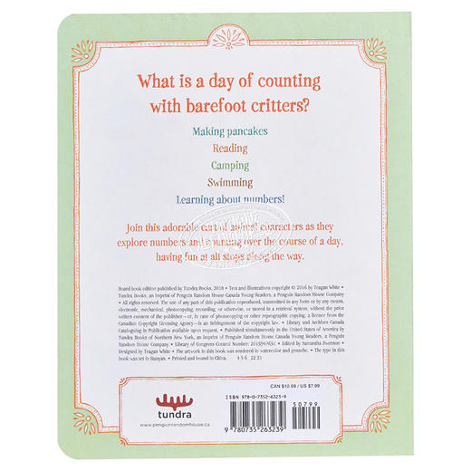 【中商原版】Teagan White:Counting with Barefoot Critters 会计算的小动物 低幼儿童绘本 英语数学启蒙早教 纸板书 0-2岁 商品图1