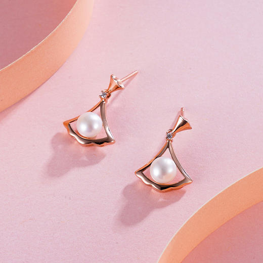 子佩集S925银珍珠耳钉【EM2465-XF】镀玫瑰金2305 商品图2