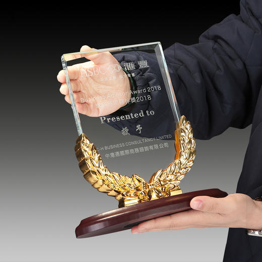 麦穗水晶奖牌授权牌年商会奖杯定制作创意刻字纪念合作经销商定做 商品图0