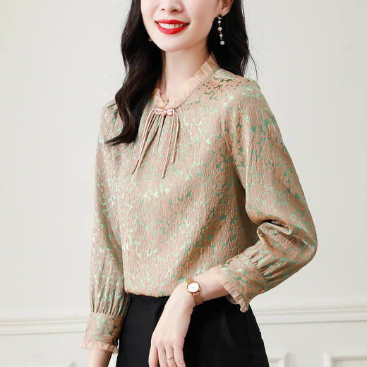 改良旗袍上衣女，夏立领流苏盘扣中式国潮衬衣KQL-B43N8327 商品图3