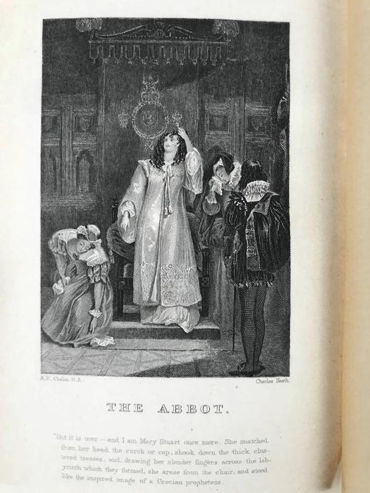 1871年 司各特《修道院长》 约6幅版画插图 漆布精装32开 商品图3