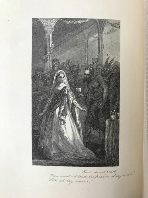 约19世纪后期 弥尔顿诗集 约7幅版画插图 全真皮精装32开 商品图11
