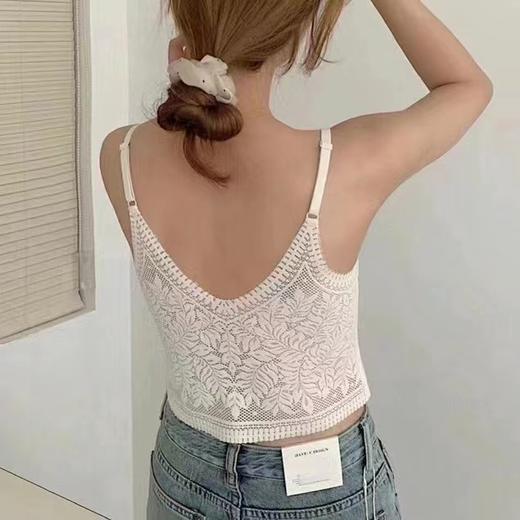 老米优品/纯欲蕾丝，颜值出众❤《 睫毛蕾丝轻薄带胸垫背心》复古代名词，美炸了！！NY230519A 商品图1