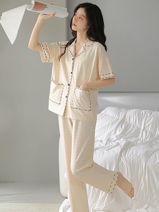 夏季新款纯棉家居服短袖两件套 商品图1