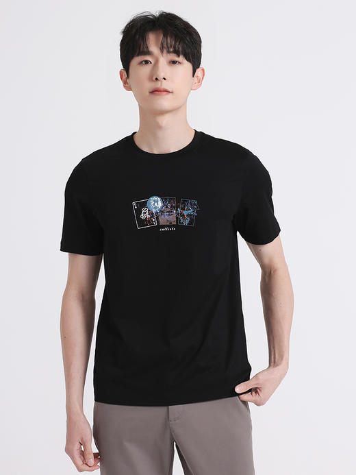 callisto黑色棉弹混纺圆领T恤 SSTSS161C 商品图0