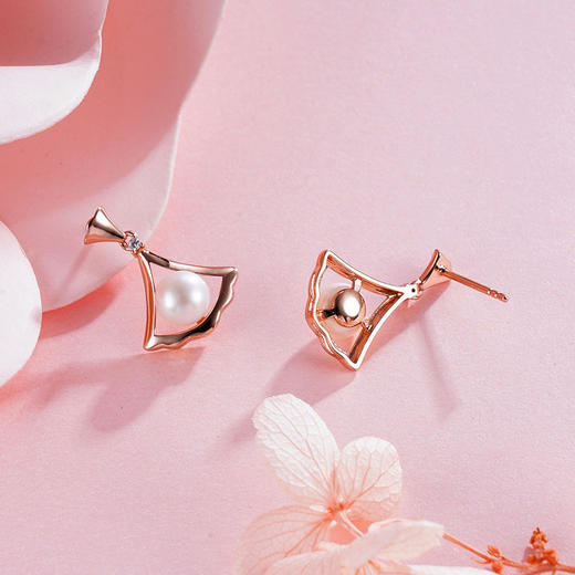子佩集S925银珍珠耳钉【EM2465-XF】镀玫瑰金2305 商品图1