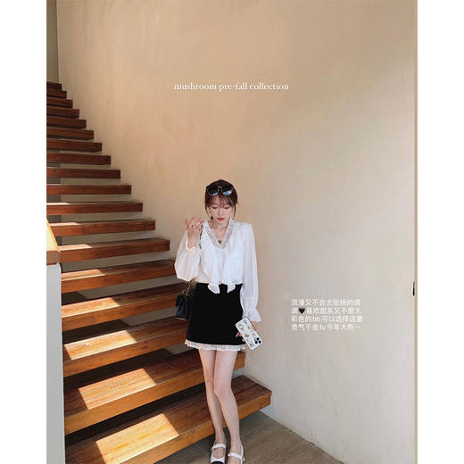 金蘑菇菇【致少女的诗】法式娃娃领少女减龄白衬衫设计感长袖上衣 商品图4