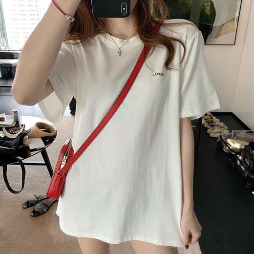 【夏季新款！女神必备~】韩版宽松中长款短袖T恤，时尚潮流款，简洁大方，舒适自在，女学生衣服女装，让你瞬间引领潮流！ 商品图4