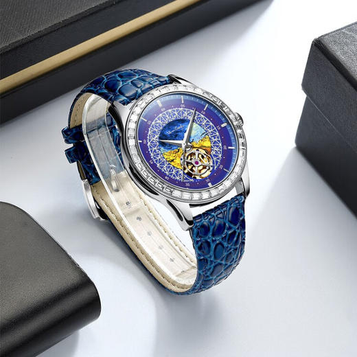 梵高(Vangogh)  全自动机械男表艺术家·罗盘系列 星空 商品图1